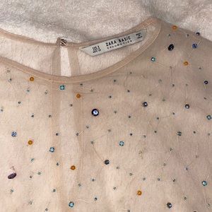 Zara beaded mesh top